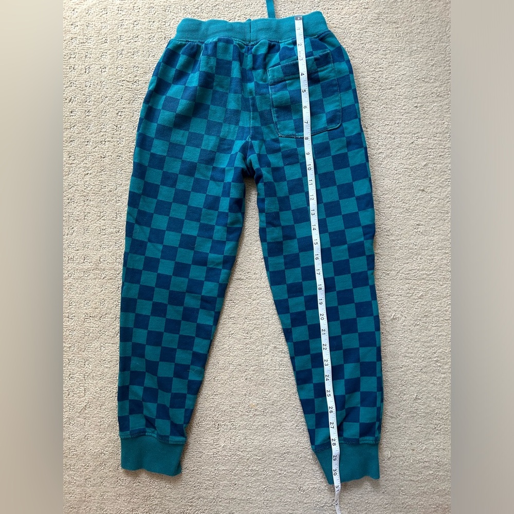 Hanna Anderson teal checkered sweatpants